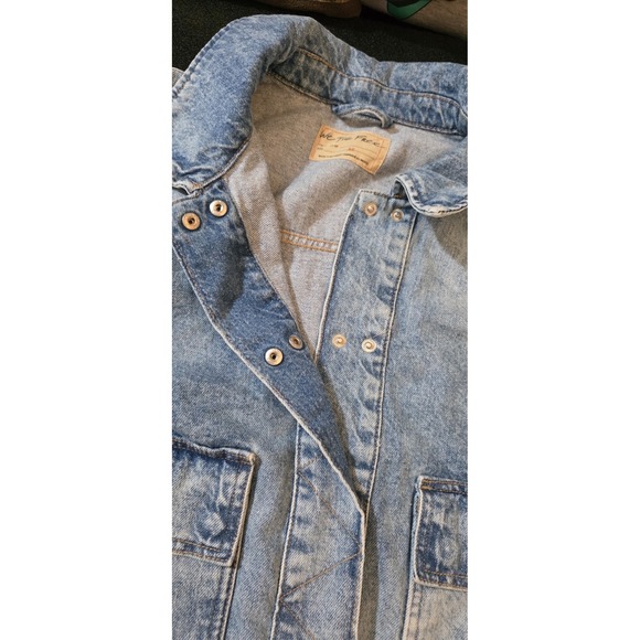 NWT Free People Suzy Denim Jacket We The Free Snap Pocket Oversize Sunny SideXL - Picture 8 of 12